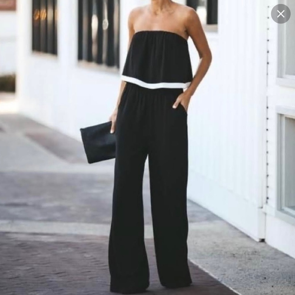 Vici black strapless black jumpsuit